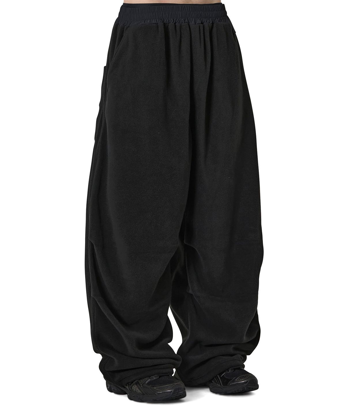 오픈야드(오와이)(OPENYARD(OY)) CONTOUR FLEECE TUCK PANTS - BLACK