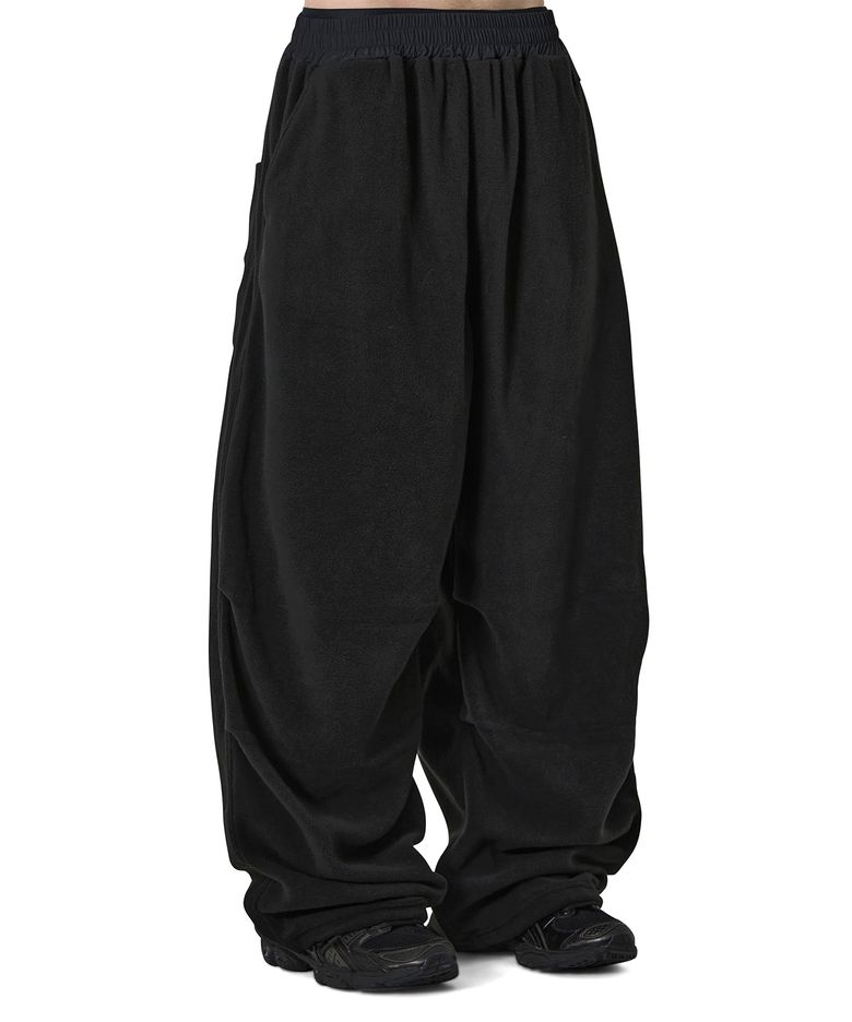 CONTOUR FLEECE TUCK PANTS - BLACK