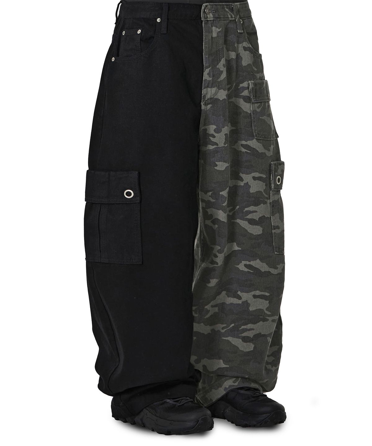 오픈야드(오와이)(OPENYARD(OY)) HYBRID CARGO WIDE VOLUME PANTS - BLACK
