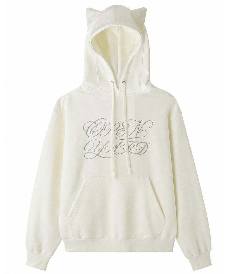 SCRIPT EAR HOODIE - WHITE