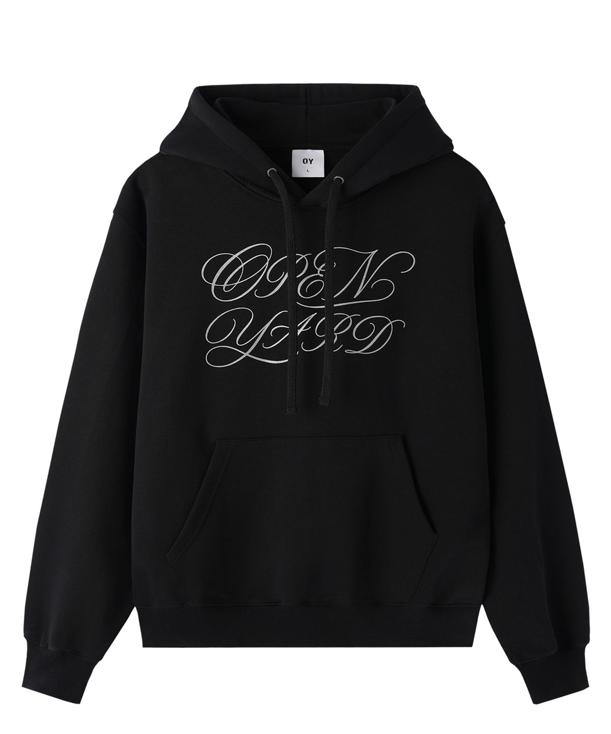 오픈야드(오와이)(OPENYARD(OY)) SCRIPT EAR HOODIE - BLACK