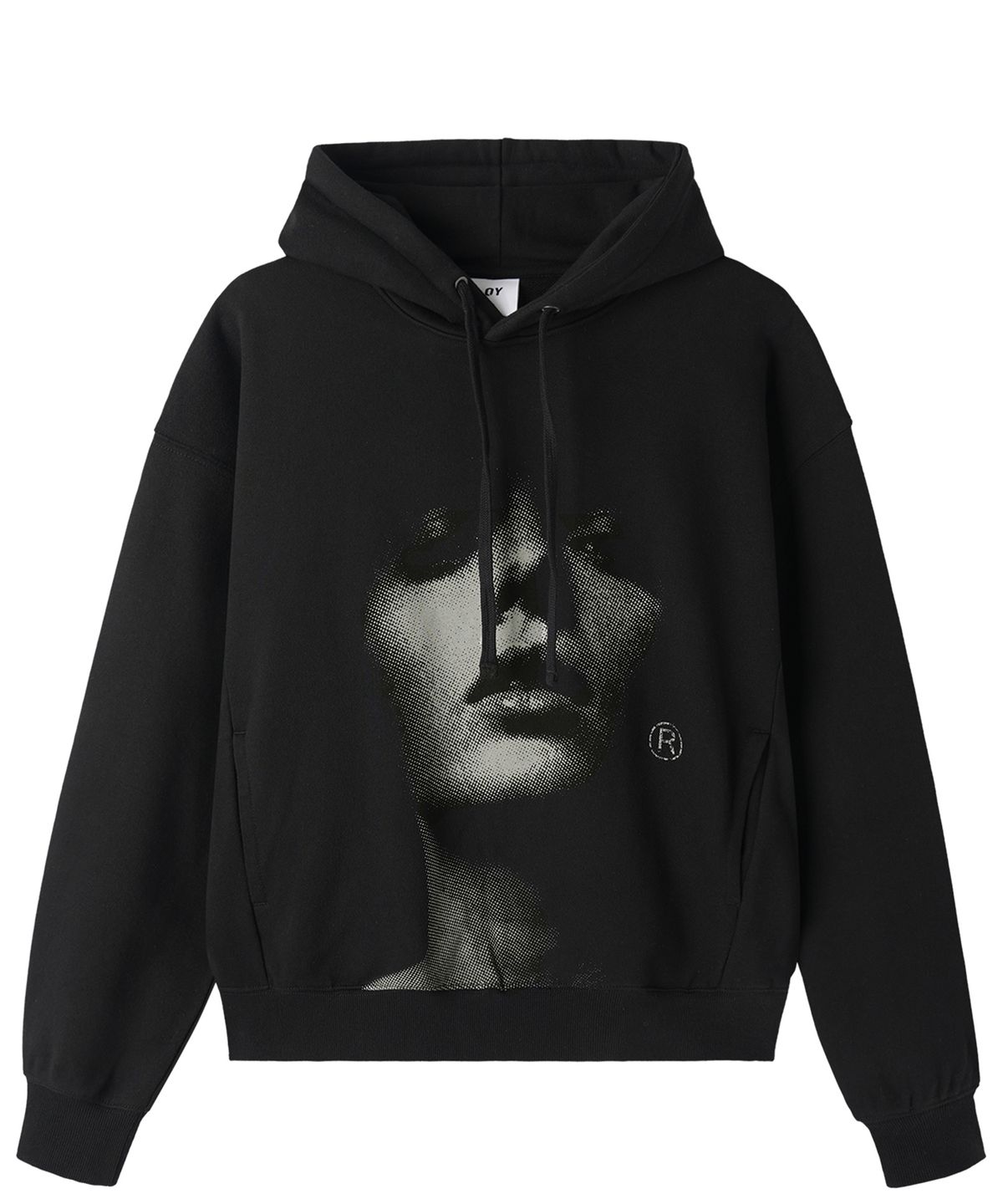 오픈야드(오와이)(OPENYARD(OY)) FADED PORTRAIT HOODIE - BLACK