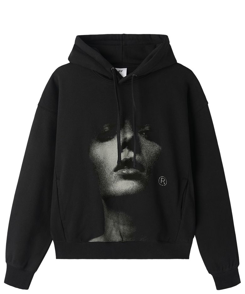 FADED PORTRAIT HOODIE - BLACK