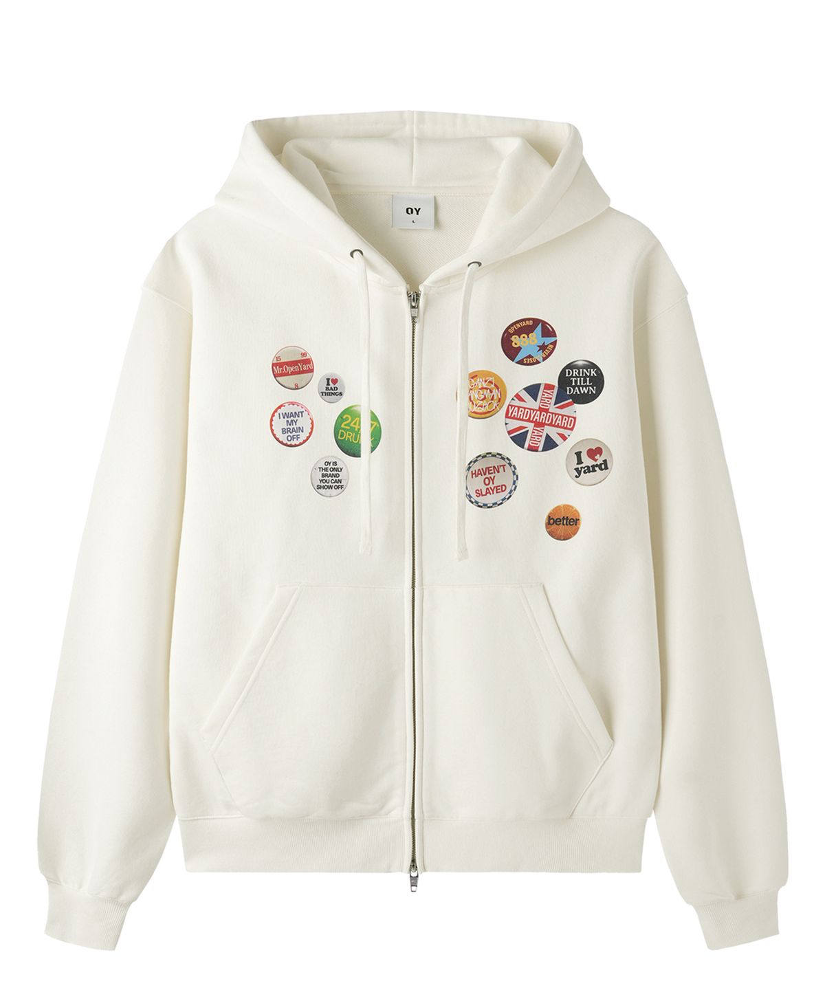 오픈야드(오와이)(OPENYARD(OY)) PINBOARD HOODIE ZIP UP - WHITE