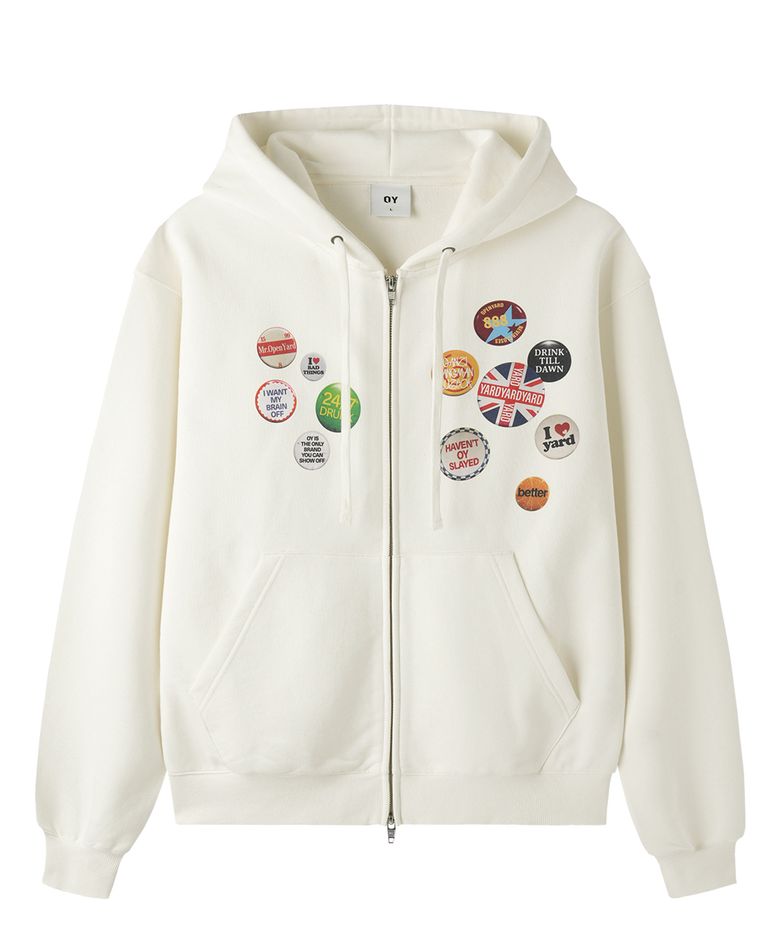 PINBOARD HOODIE ZIP UP - WHITE