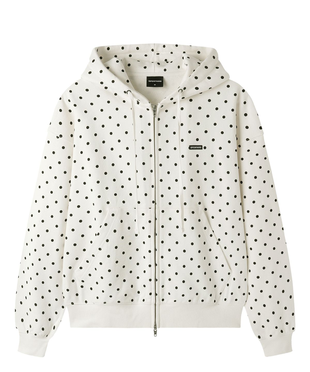 오픈야드(오와이)(OPENYARD(OY)) DOT METAL LOGO HOODIE ZIP UP - WHITE