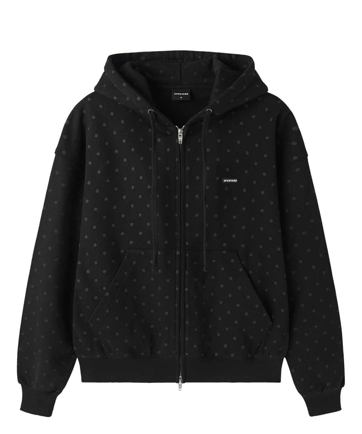 오픈야드(오와이)(OPENYARD(OY)) DOT METAL LOGO HOODIE ZIP UP - BLACK