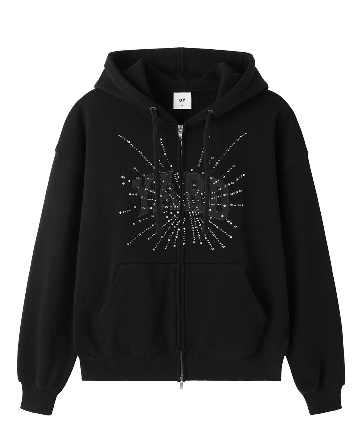 오픈야드(오와이)(OPENYARD(OY)) RHINESTONE BURST HOODIE ZIP UP - BLACK