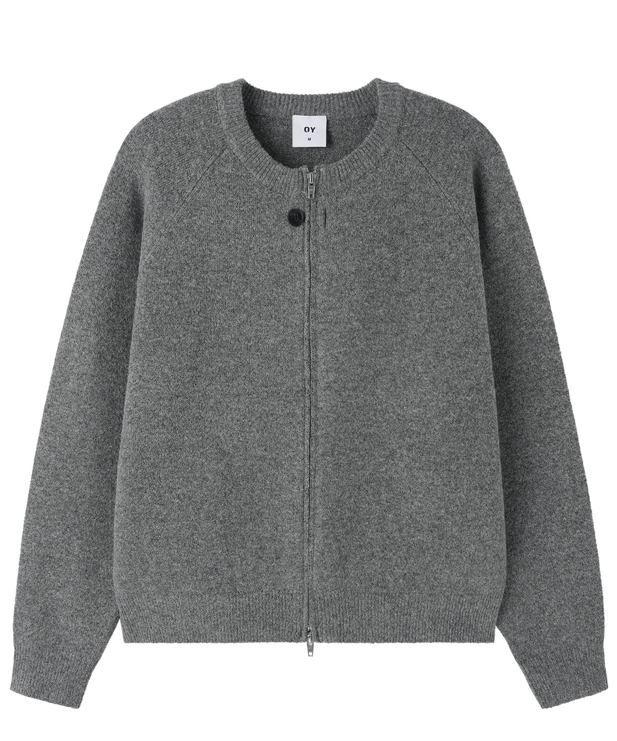 오픈야드(오와이)(OPENYARD(OY)) METAL LOGO ZIP CARDIGAN - CHARCOAL