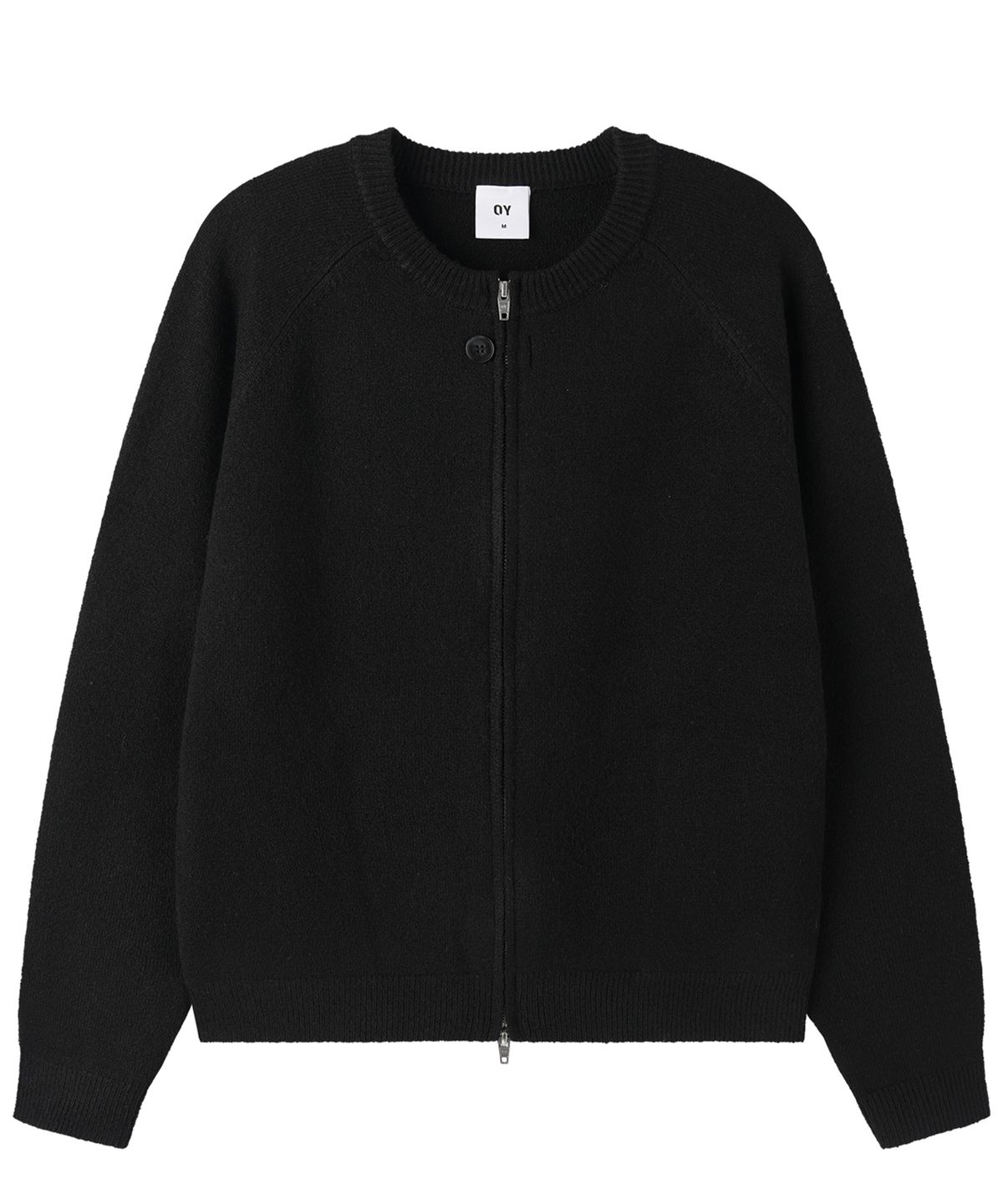 오픈야드(오와이)(OPENYARD(OY)) METAL LOGO ZIP CARDIGAN - BLACK