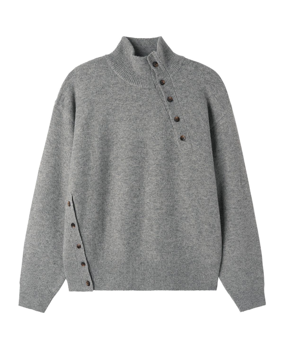 오픈야드(오와이)(OPENYARD(OY)) OFFSET NECK KNIT - MELANGE