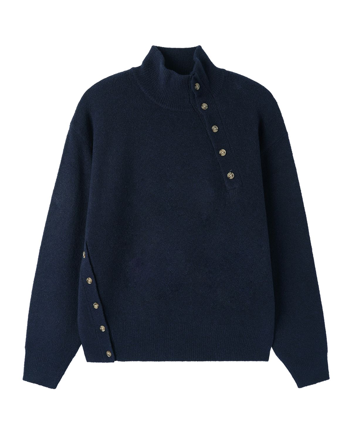 오픈야드(오와이)(OPENYARD(OY)) OFFSET NECK KNIT - NAVY