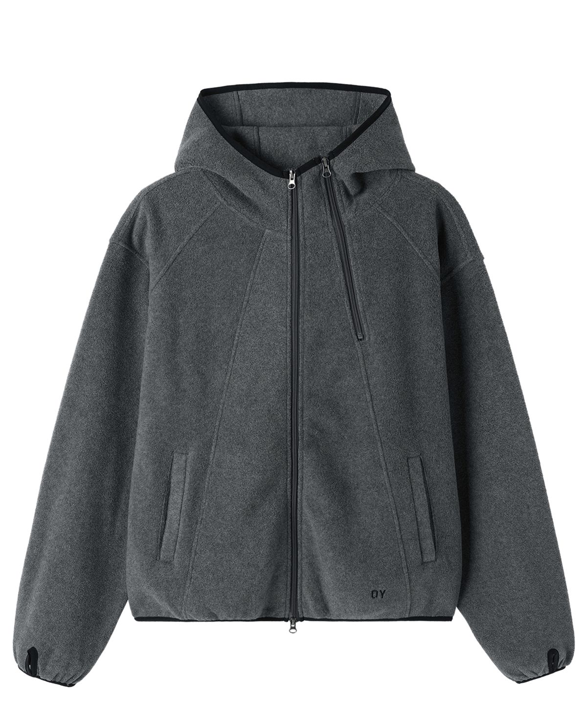 오픈야드(오와이)(OPENYARD(OY)) PANEL HOODED FLEECE JACKET - CHARCOAL