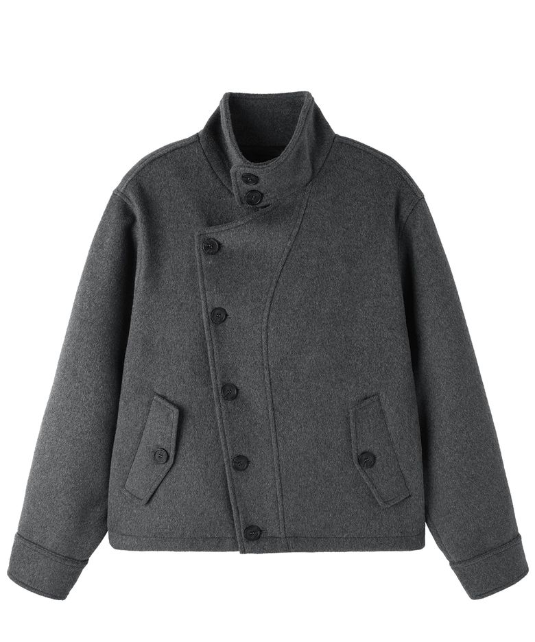 [송이송이 PICK] WRAP SHORT COAT - GREY