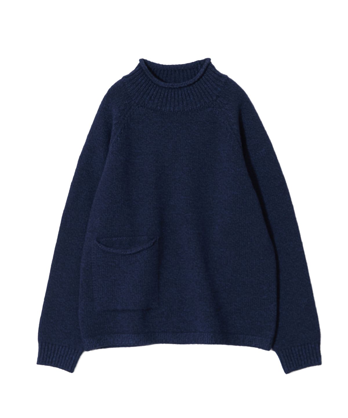 홀리선(HORLISUN) Fjord Roll Neck Pocket Knit Melange Navy