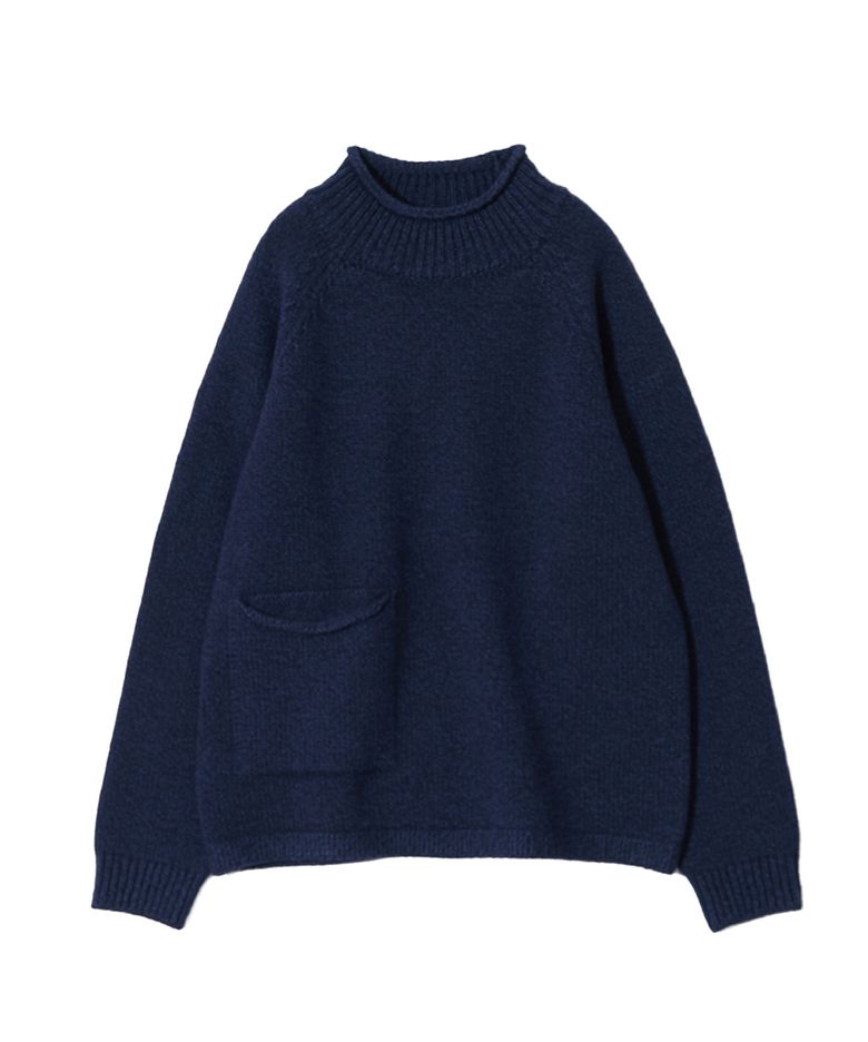 Fjord Roll Neck Pocket Knit Melange Navy