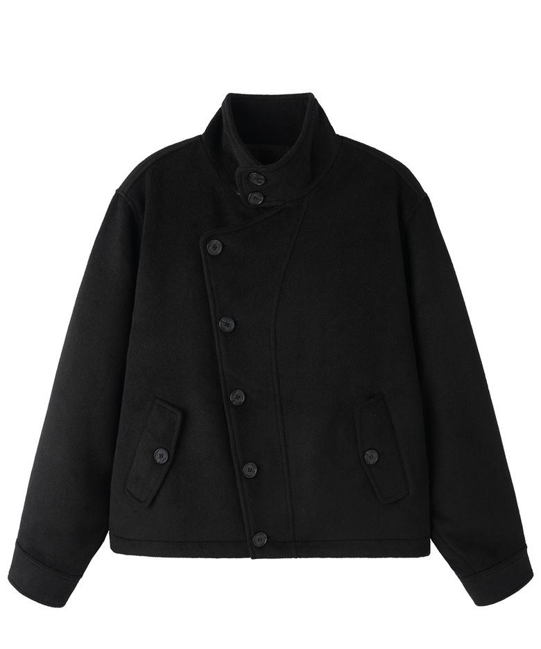 WRAP SHORT COAT - BLACK