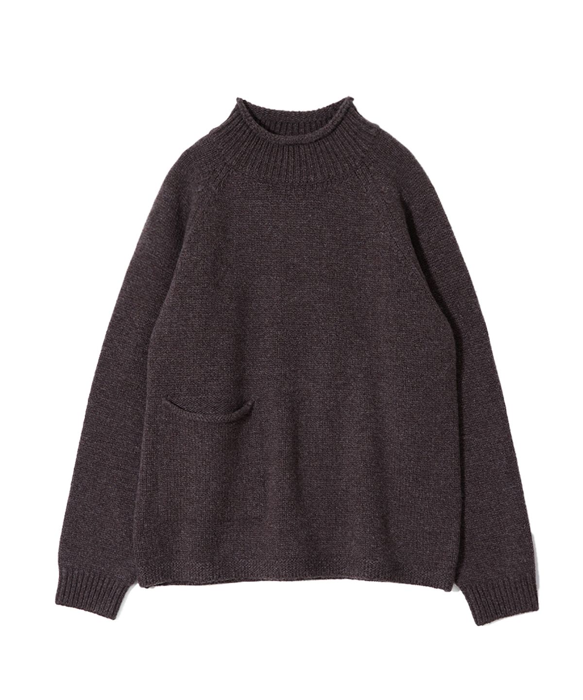 홀리선(HORLISUN) Fjord Roll Neck Pocket Knit Melange Brown