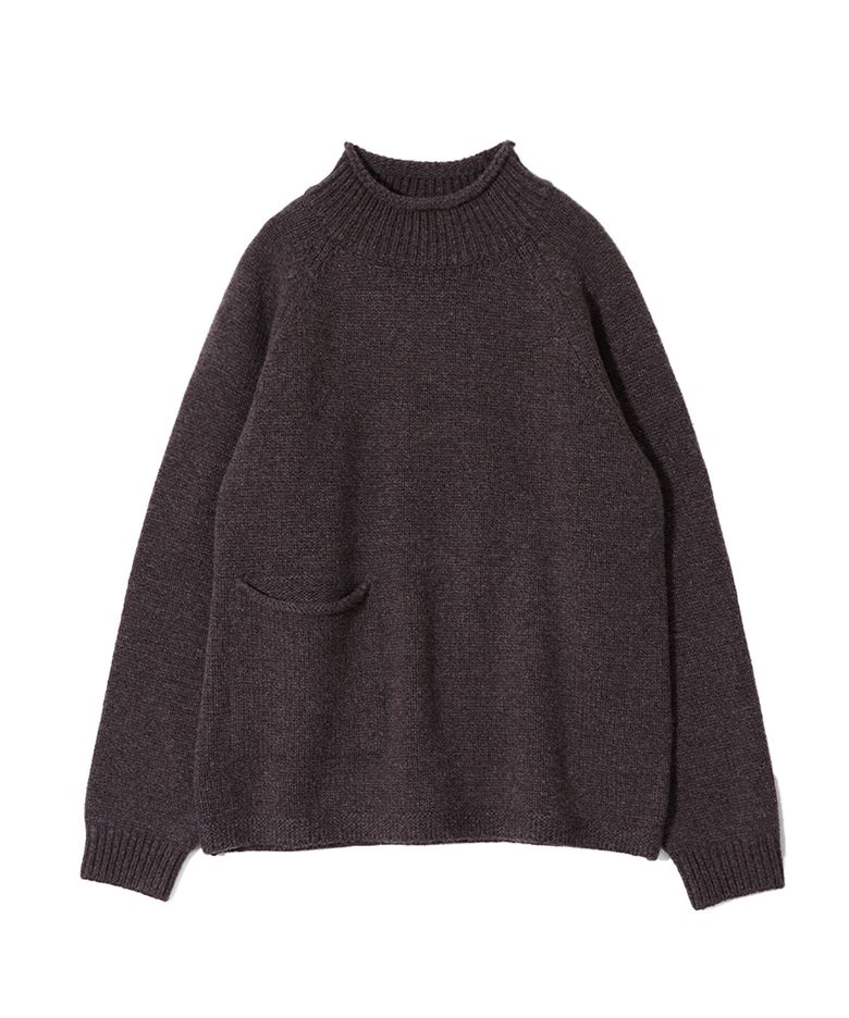 Fjord Roll Neck Pocket Knit Melange Brown