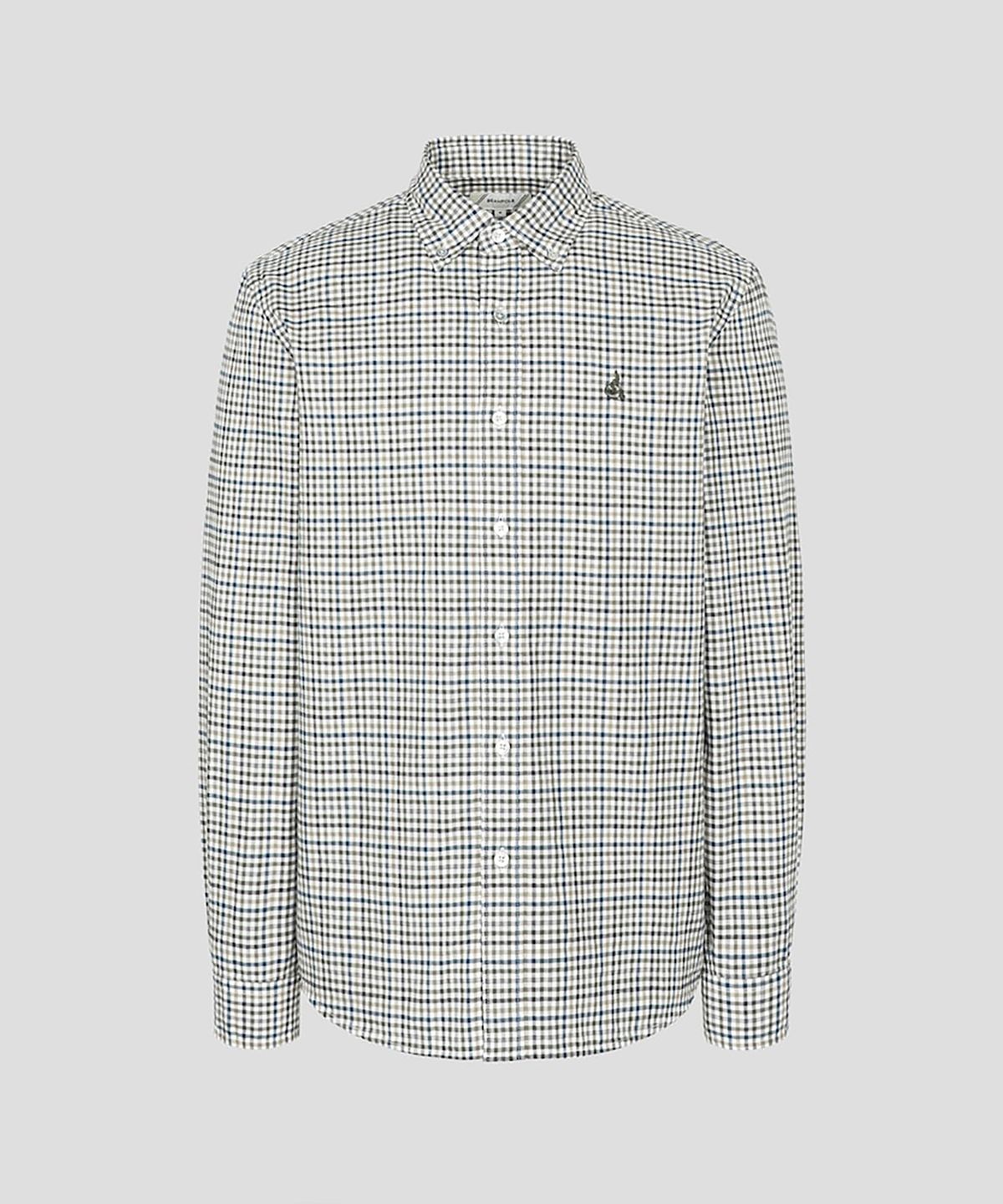 빈폴 멘(BEANPOLE MEN) 변형 깅엄 체크 셔츠  카키
