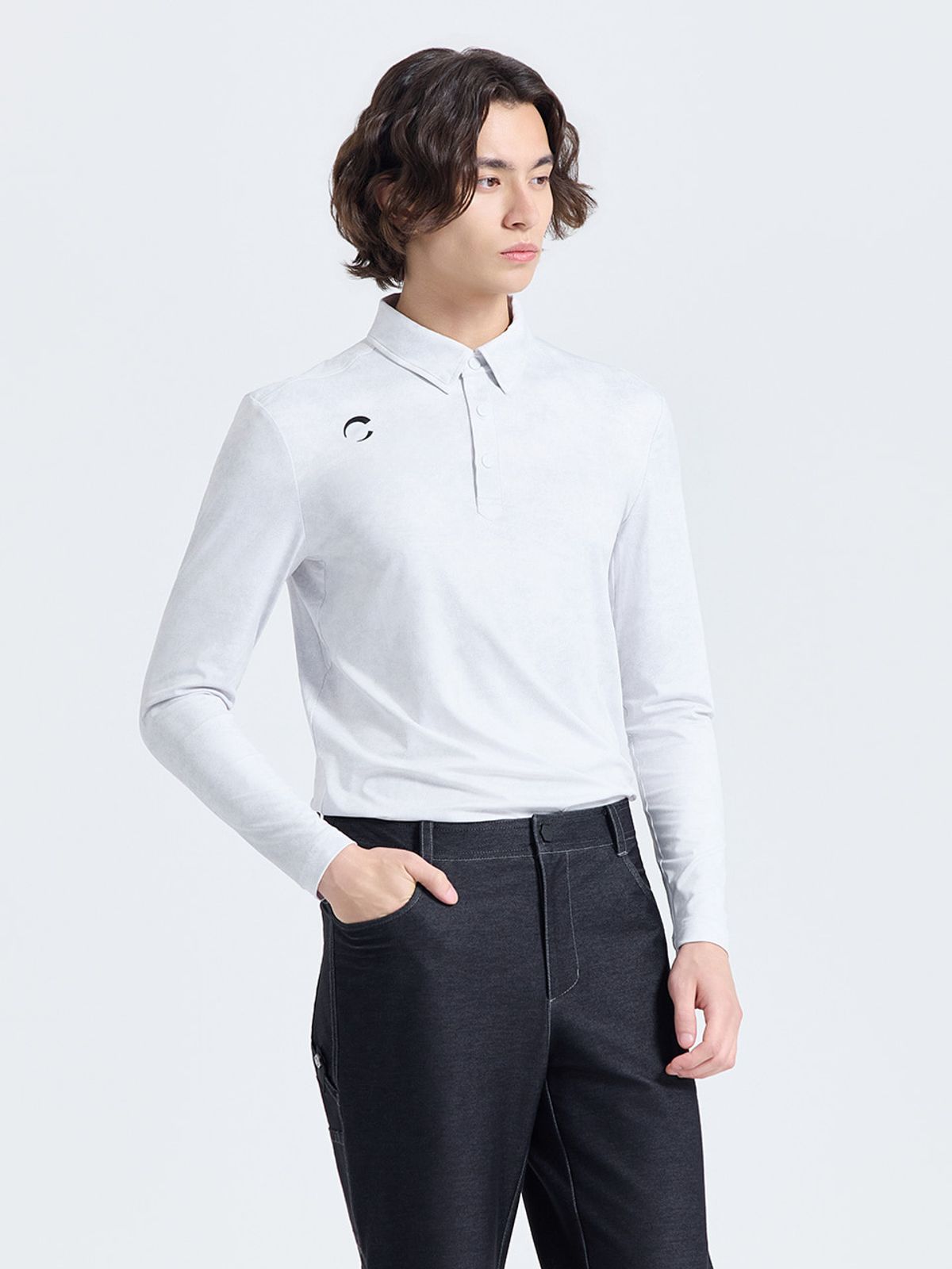 챌린저(CHALLENGER) 남성 코어플렉스 버튼다운 카라 긴팔 티셔츠 오프화이트