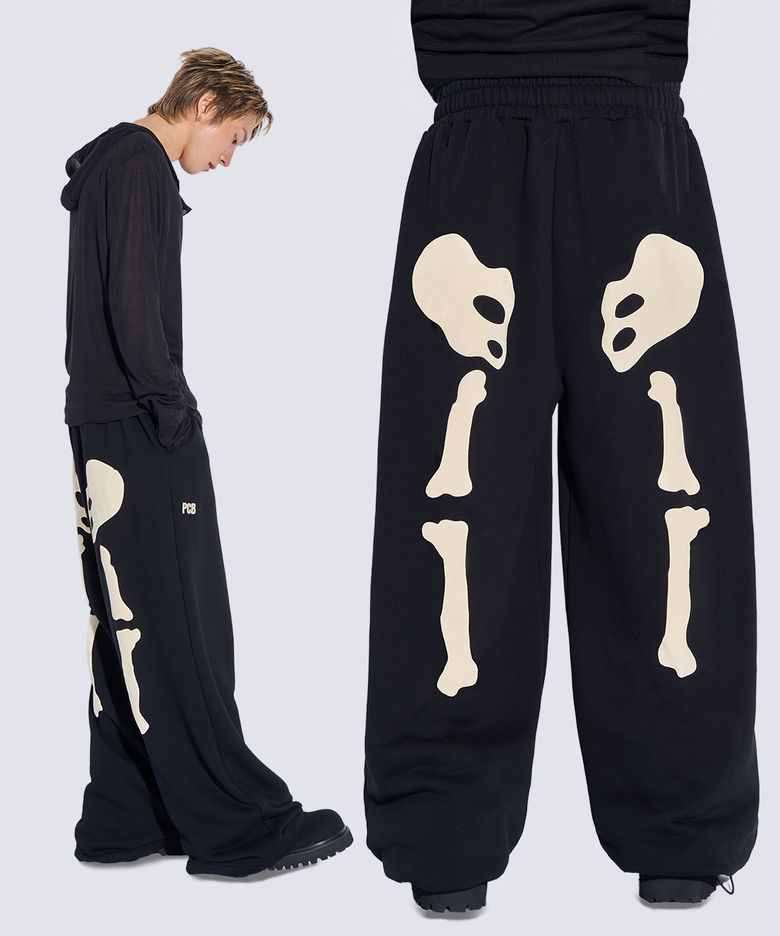 SKELETON PRINT SWEAT PANTS (BLACK)