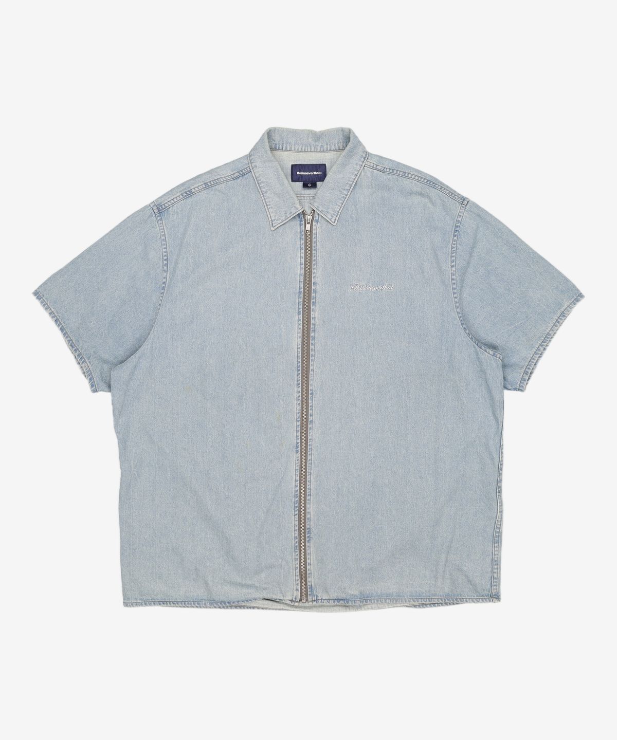디스이즈네버댓(THISISNEVERTHAT) Washed Denim Zip S/S Shirt Black XL