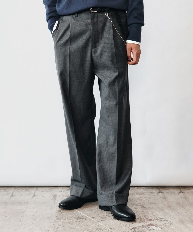 Turn-up Waist Line Pants - Charcoal Grey