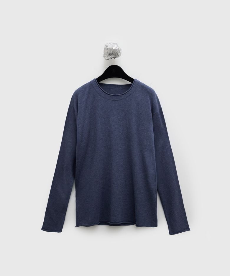 Round-neck Roll-up Knit - Blue