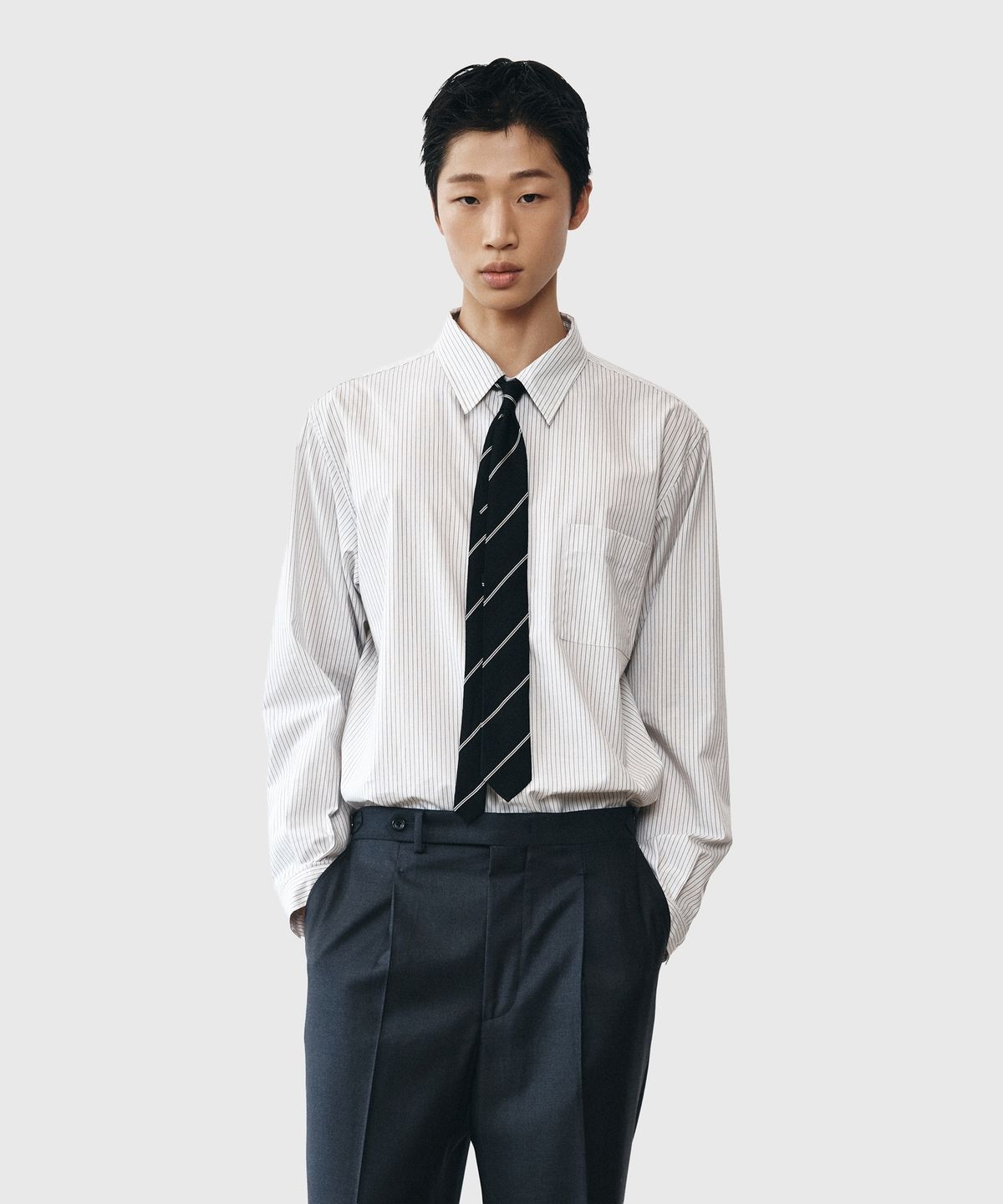 유스(YOUTH) Standard Shirt - Grey Stripe