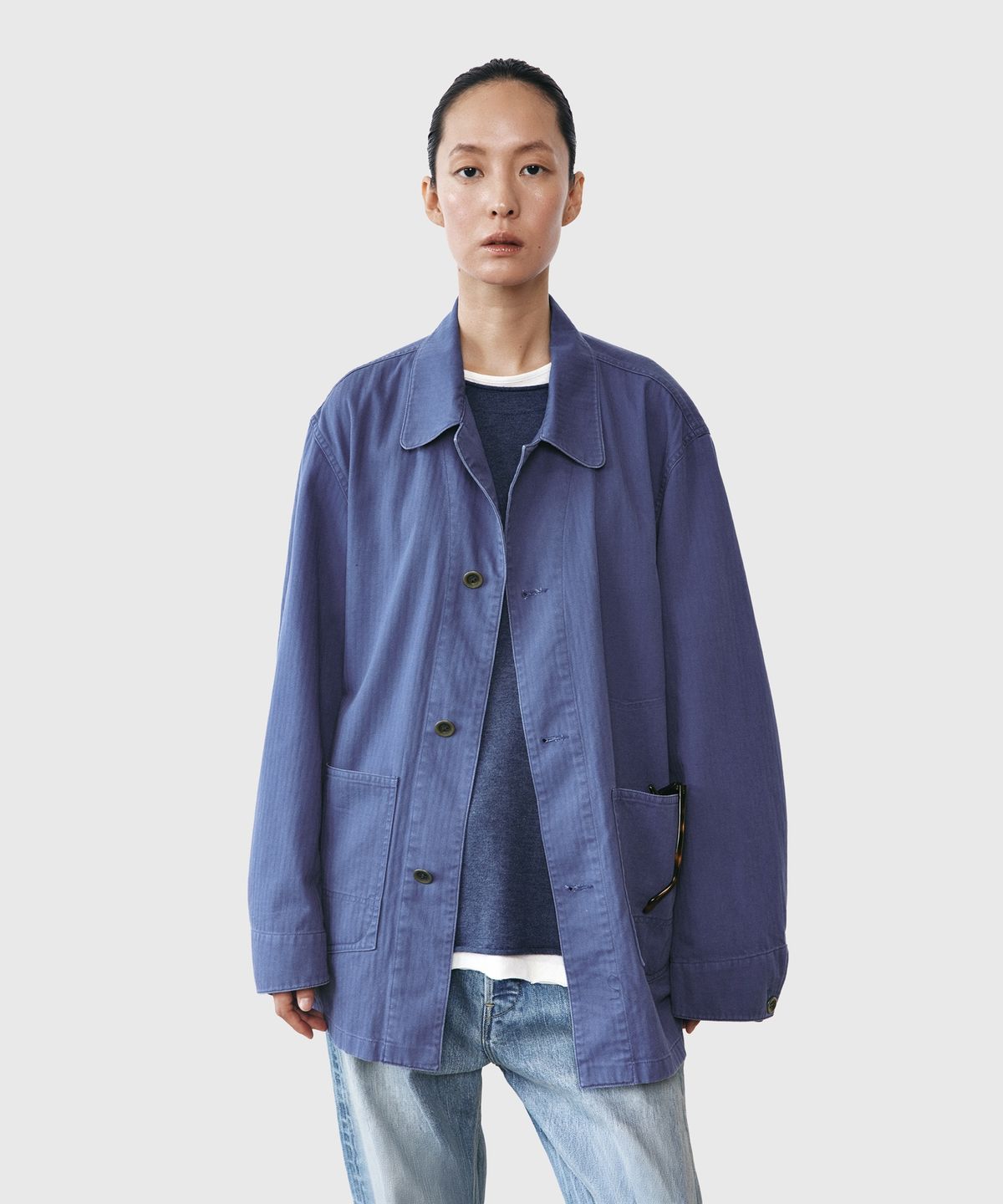 유스(YOUTH) Washed French Work Jacket - Washed Blue
