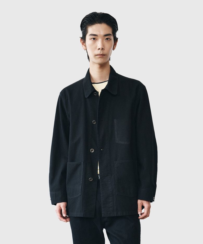 Washed French Work Jacket - Washed Black