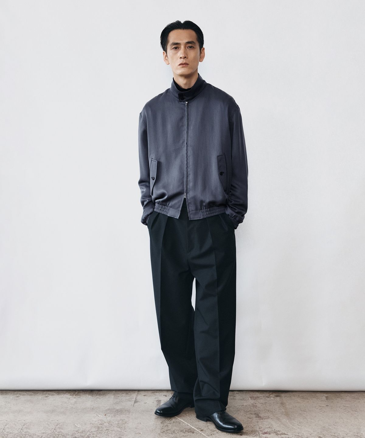 유스(YOUTH) Soft Drapery Harrington Jacket - Charcoal Grey