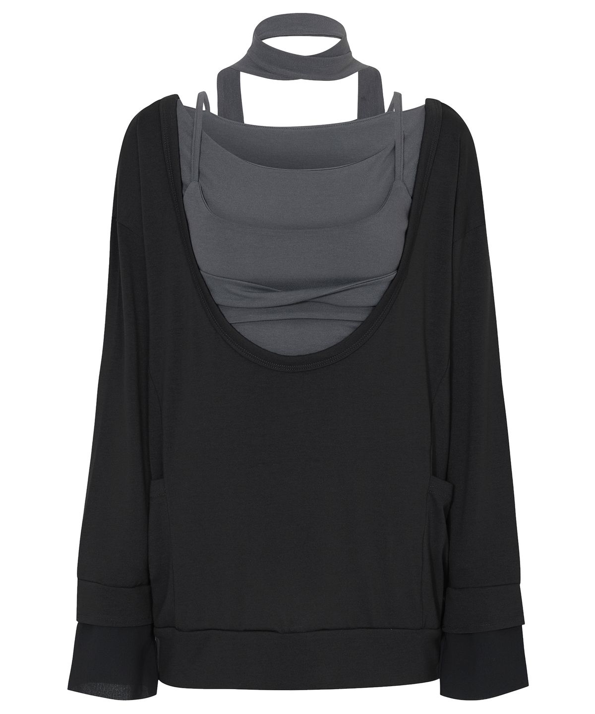 플레어업(FLAREUP) 2-Layered Offset Long Sleeve (FL-198_Black)
