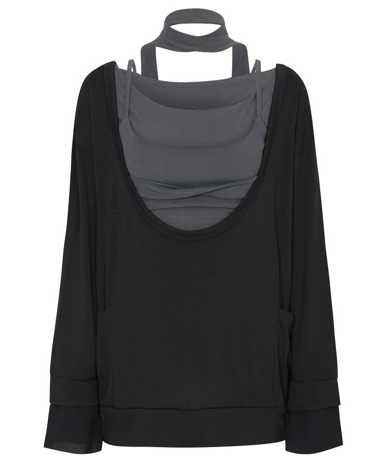 2-Layered Offset Long Sleeve (FL-198_Black)