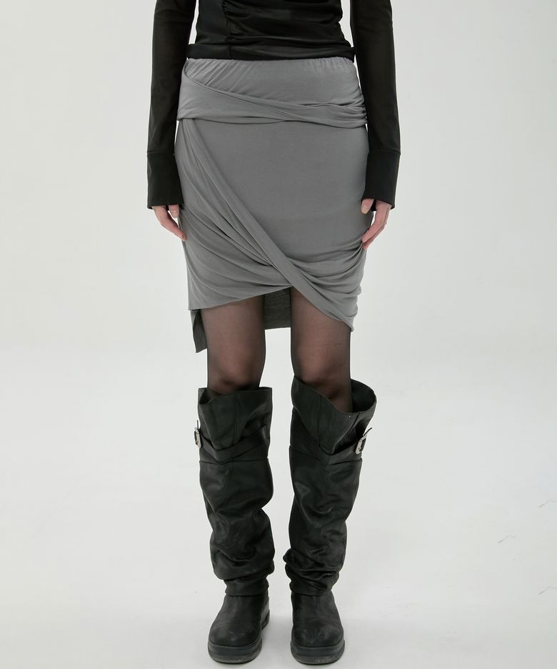 Asymmetrical Midi Skirt (FL-274_Dark Gray)