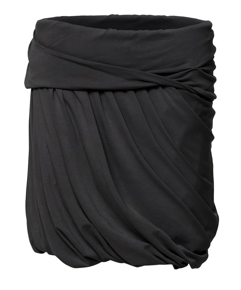 Layered Drape Midi Skirt (FL-276_Black)