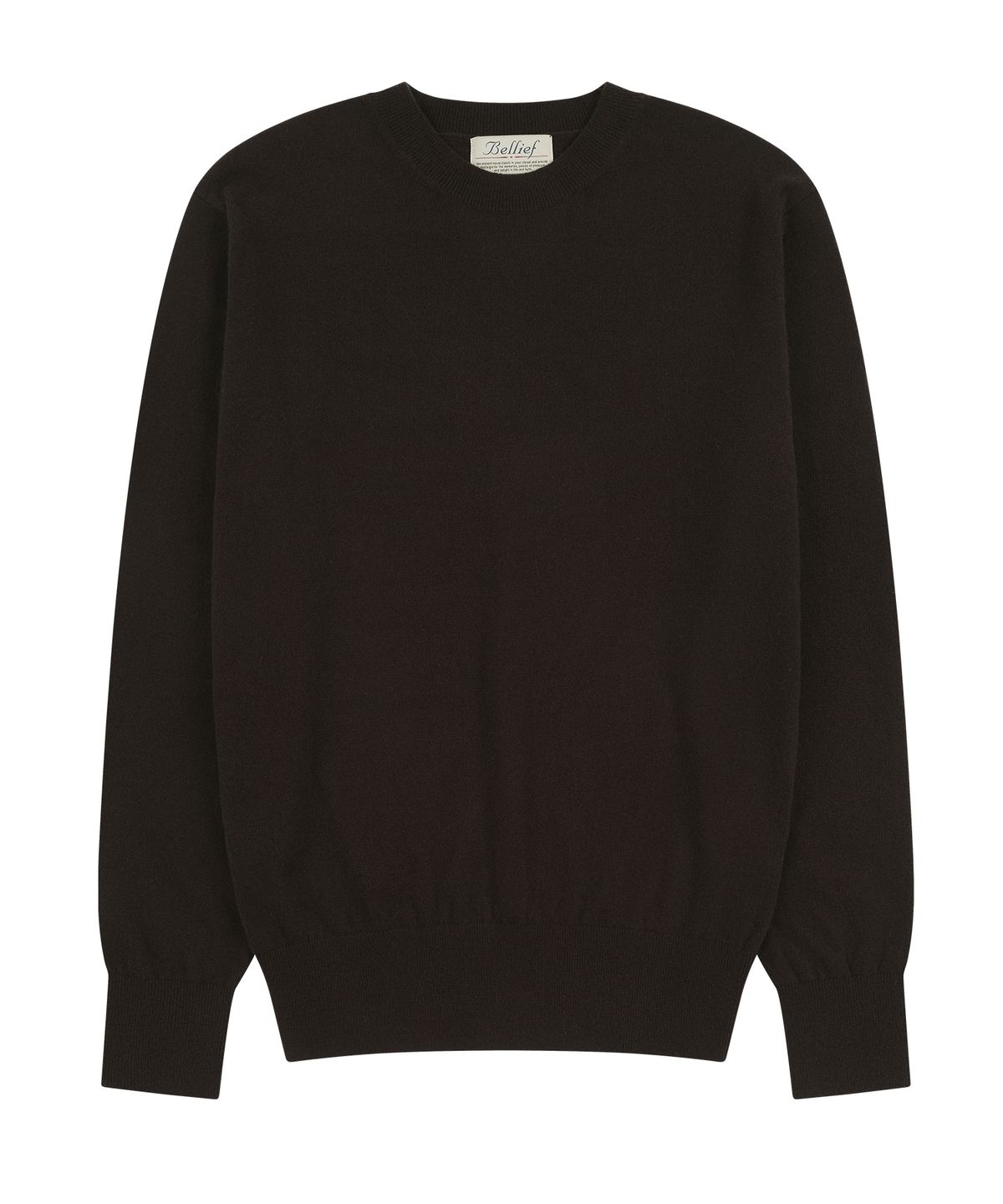 벨리프(BELLIEF) Essential Merino Wool Fine Crewneck Knit (Brown)