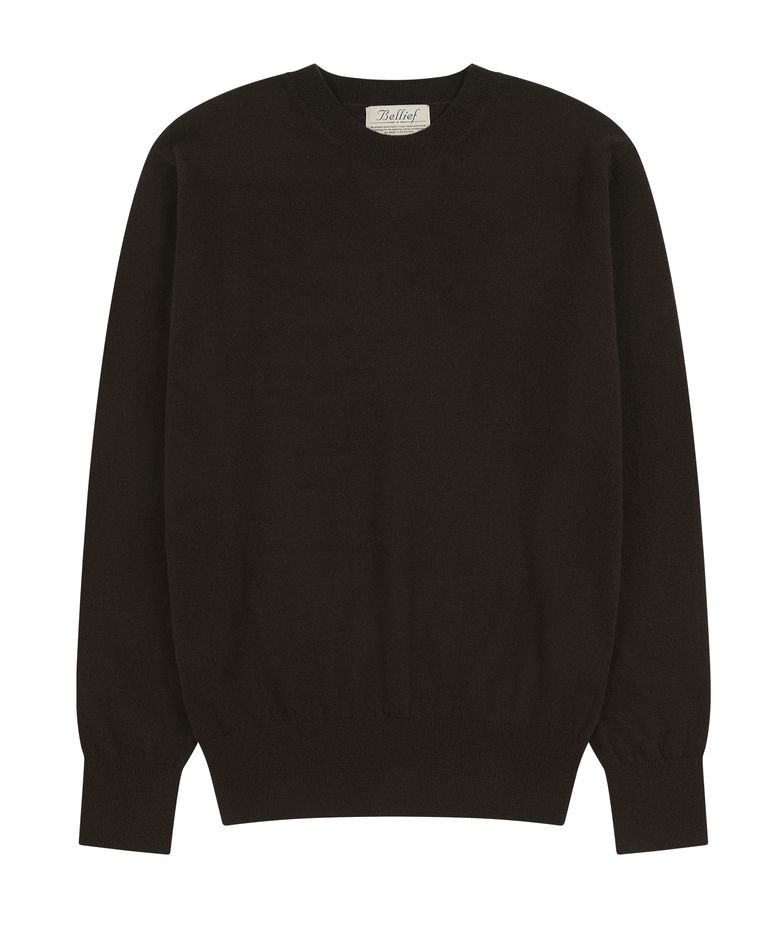 Essential Merino Wool Fine Crewneck Knit (Brown)