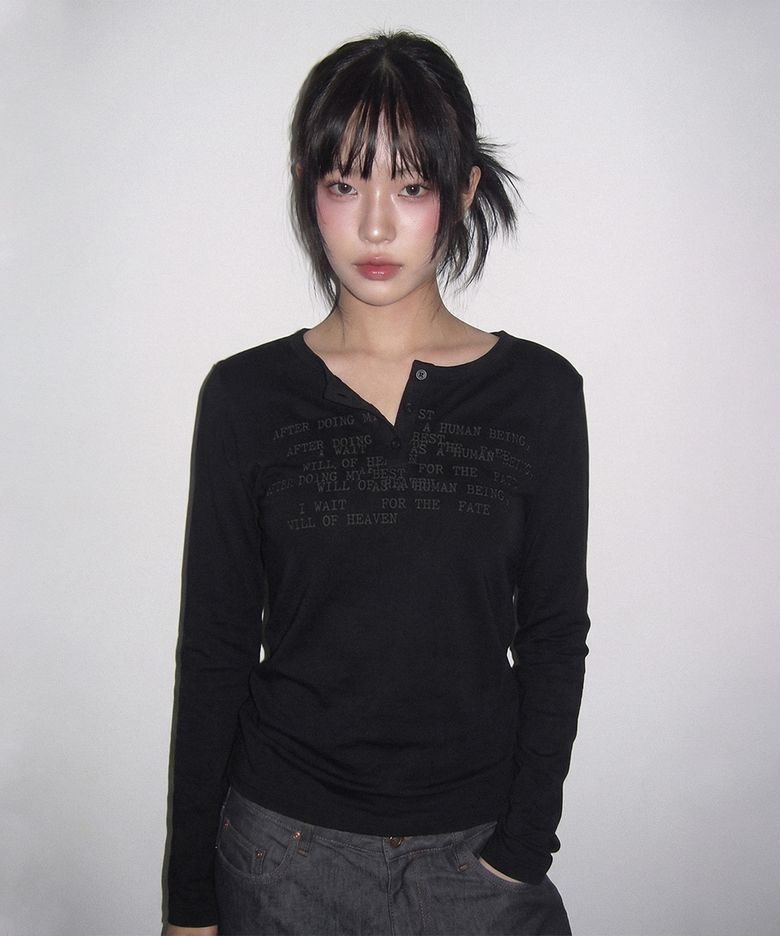Fate Henley Neck Long Sleeve (Black)