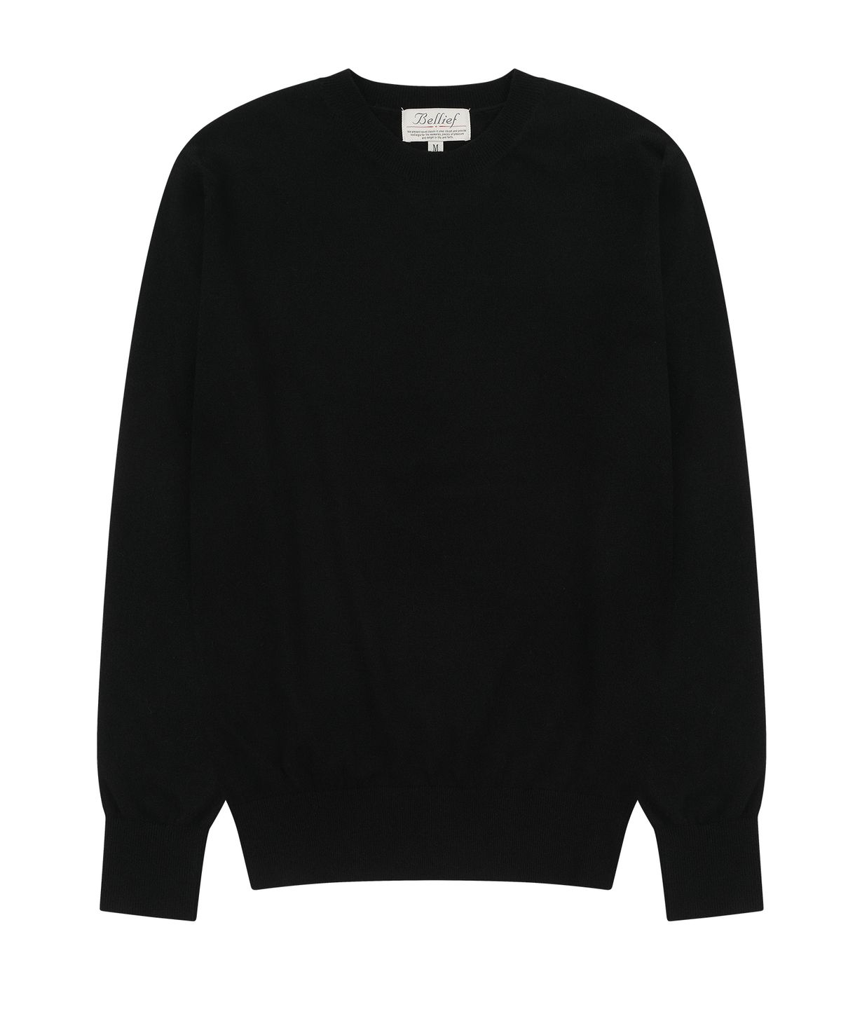 벨리프(BELLIEF) Essential Merino Wool Fine Crewneck Knit (Black)