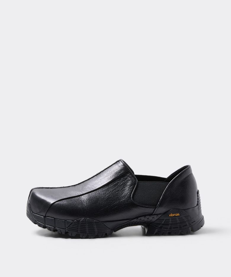 [customellow x YOWE] Black Leather Slip On Loafers Uon2 CU4AX26993BKX