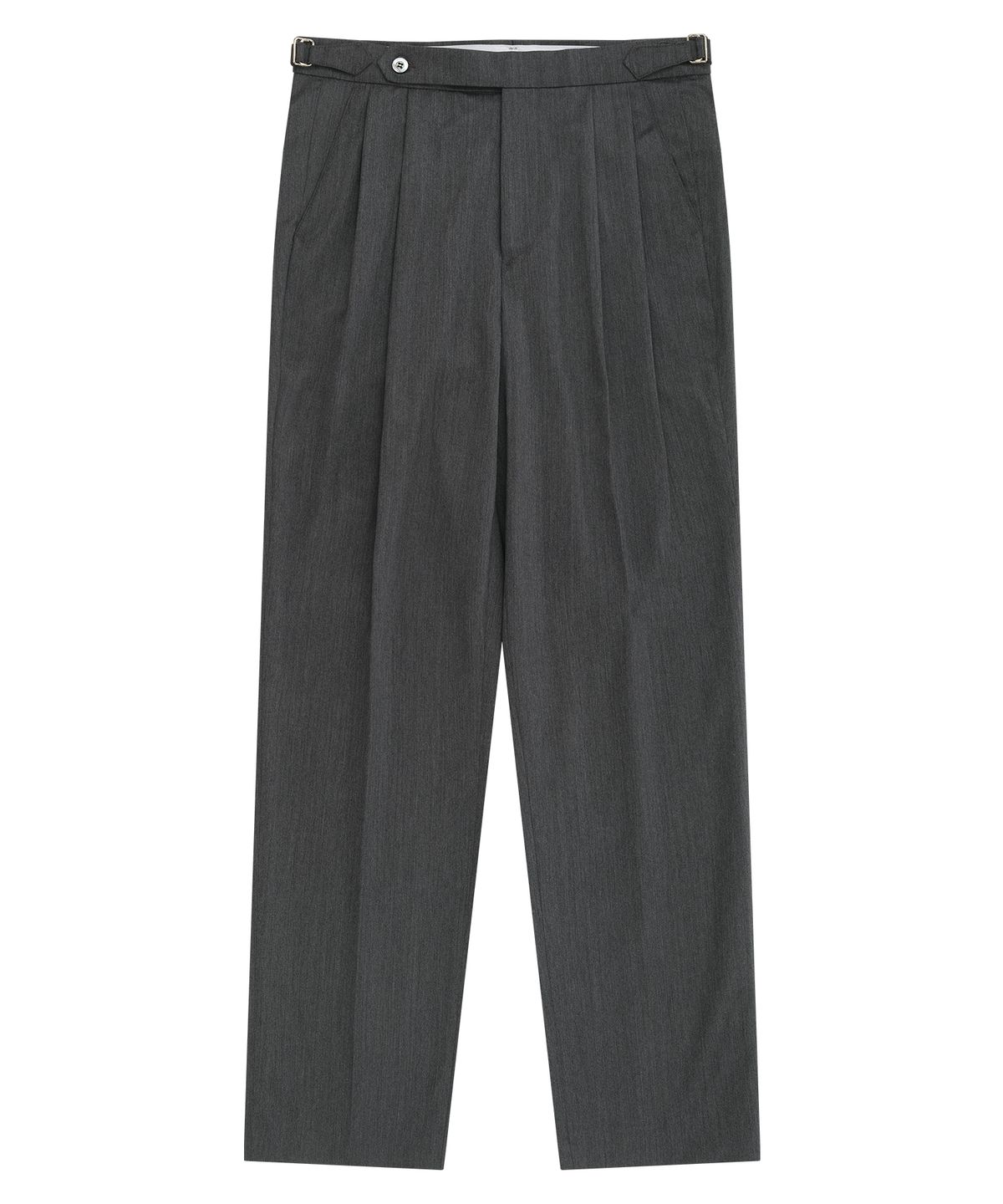 벨리프(BELLIEF) Wool Gabardine 2-Pleated Adjust relaxed Trousers (Grey)