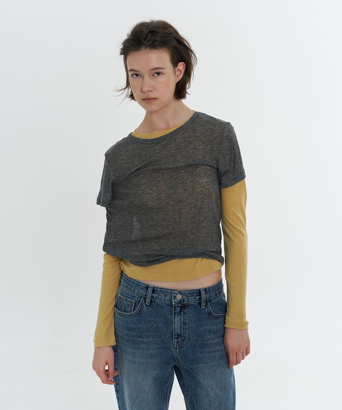 타버트(TARVERT) Lazle Slim Tencel T-Shirt - Yellow
