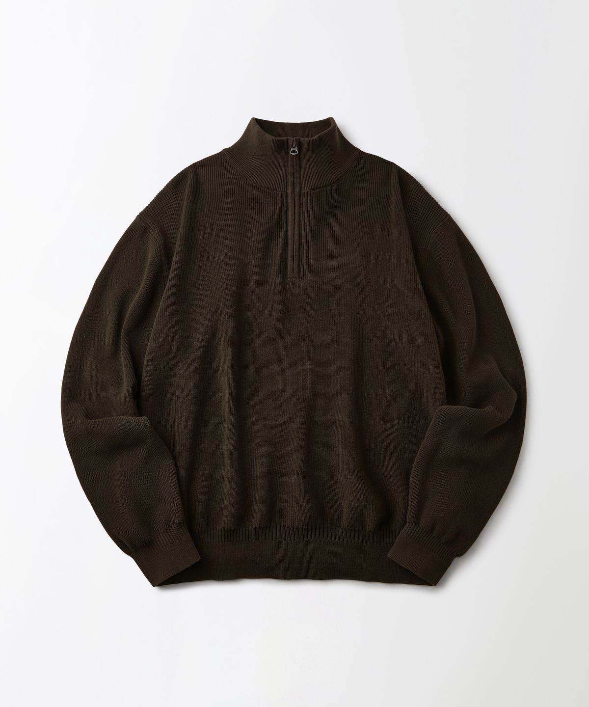 아웃스탠딩(OUTSTANDING) HALF ZIP-UP KNIT SWEATER_BROWN