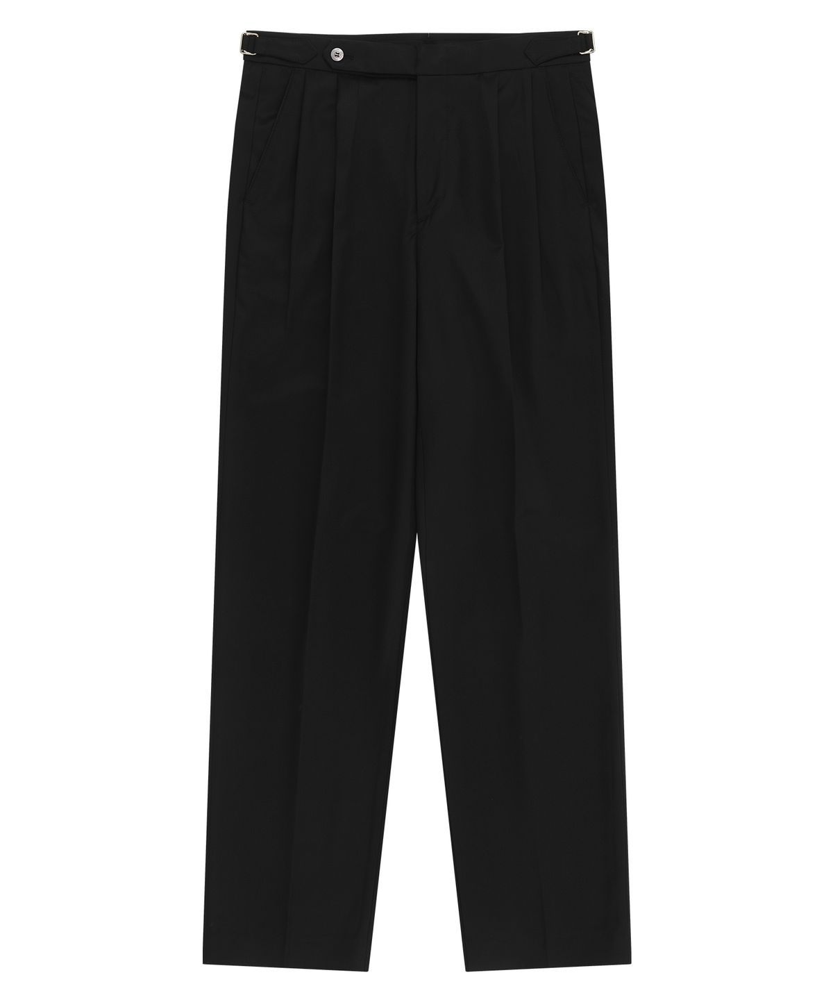 벨리프(BELLIEF) Wool Gabardine 2-Pleated Adjust relaxed Trousers (Black)