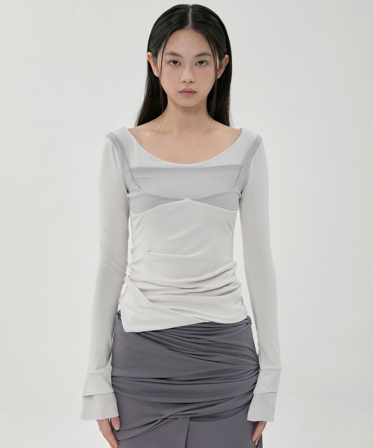 플레어업(FLAREUP) Layered Sculpted Long Sleeve (FL-196_Cloud White)
