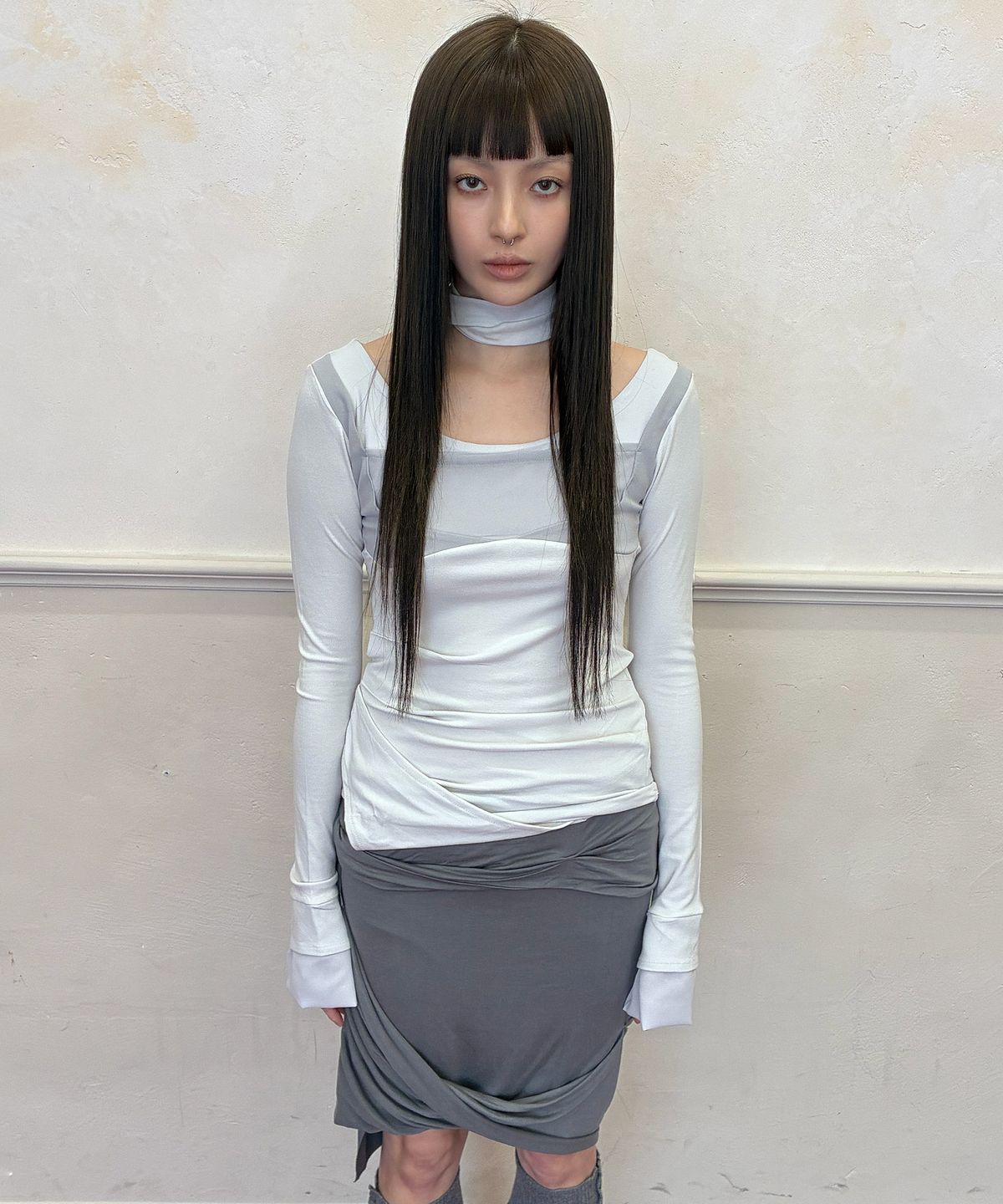 플레어업(FLAREUP) Layered Sculpted Long Sleeve (FL-196_Cloud White)