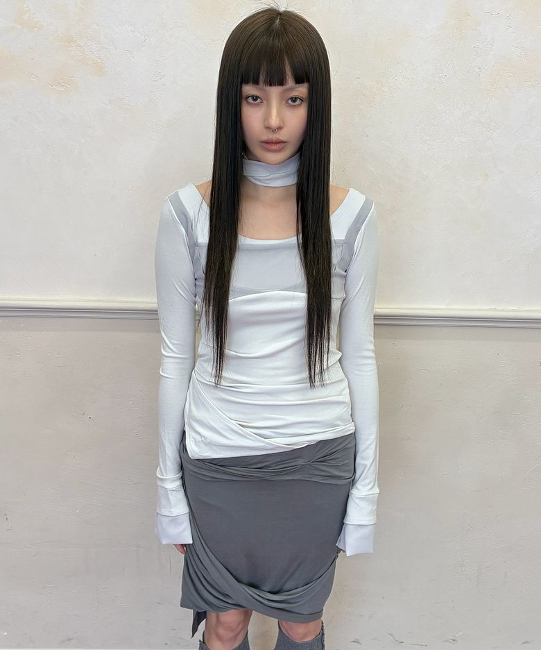 Layered Sculpted Long Sleeve (FL-196_Cloud White)