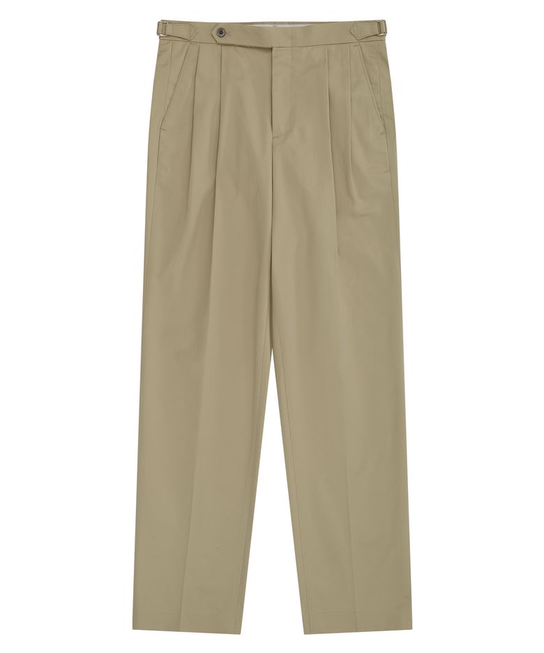 Cotton Gabardine 2-Pleated Adjust relaxed Chino (Beige_japan fabric)